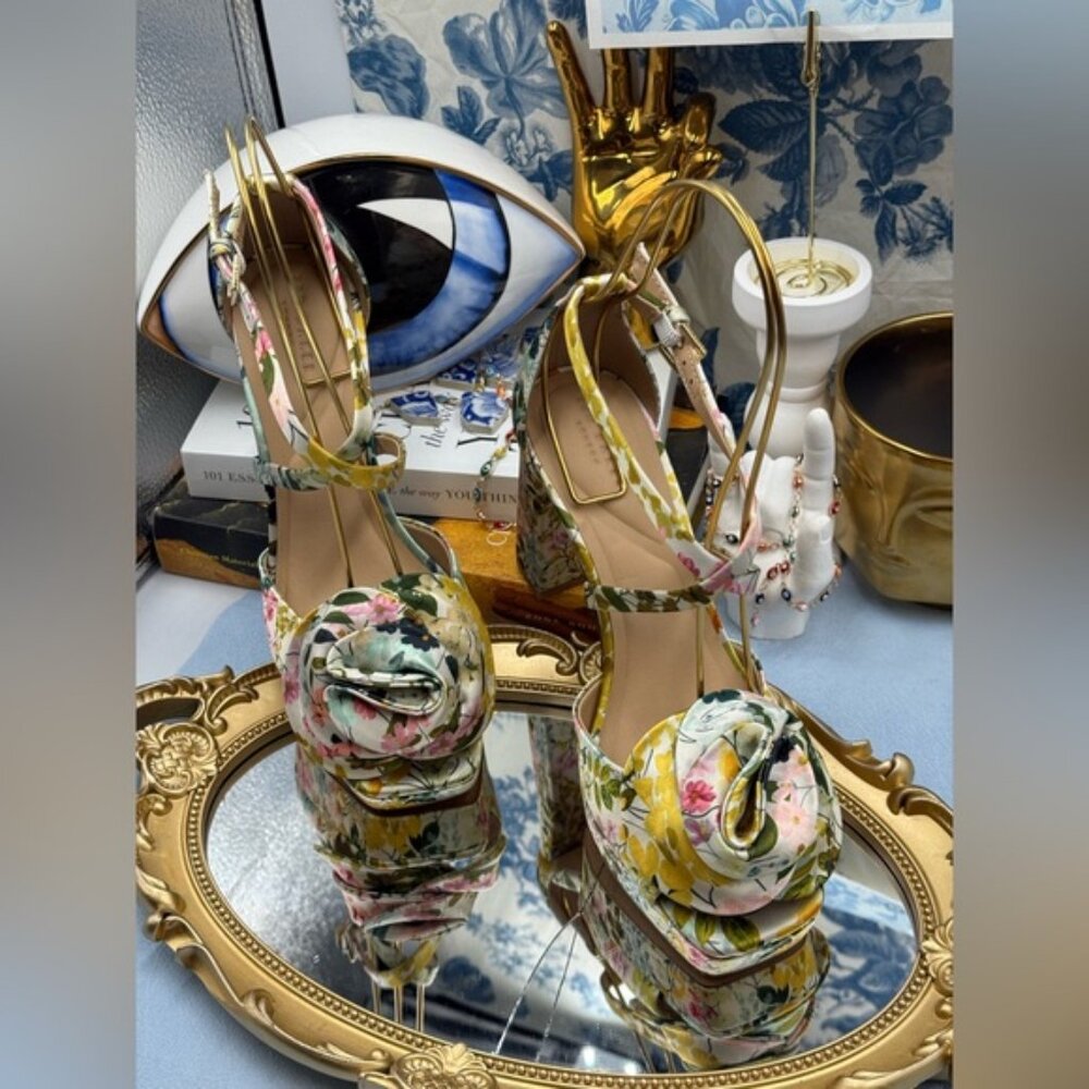 🆕 TED BAKER 🧿 NWOT MADDY Satin Flowers Heeled Sandals, Sz 36 US 6 - Picture 3 of 16